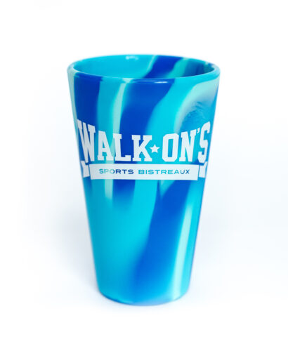 blue marble silicone cup with white walk-on's logo